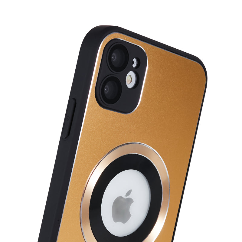 For iPhone 11 Magnetic Phone Case Logo View Aluminum Alloy Ring AG Matte TPU Back Cover