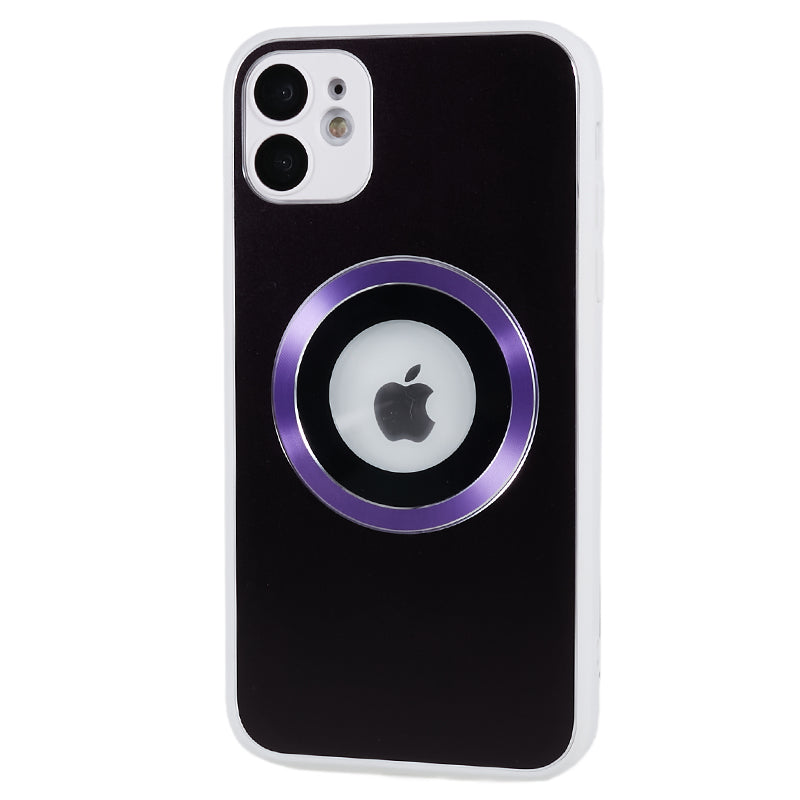 For iPhone 11 Magnetic Phone Case Logo View Aluminum Alloy Ring AG Matte TPU Back Cover