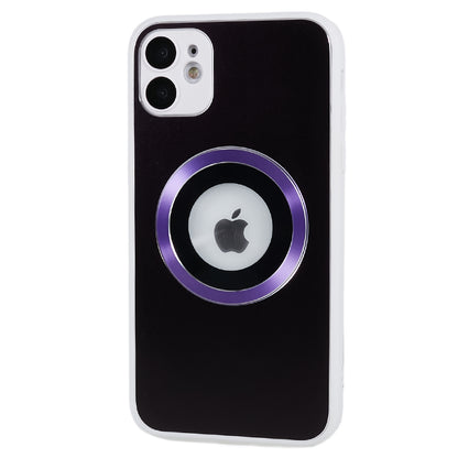For iPhone 11 Magnetic Phone Case Logo View Aluminum Alloy Ring AG Matte TPU Back Cover