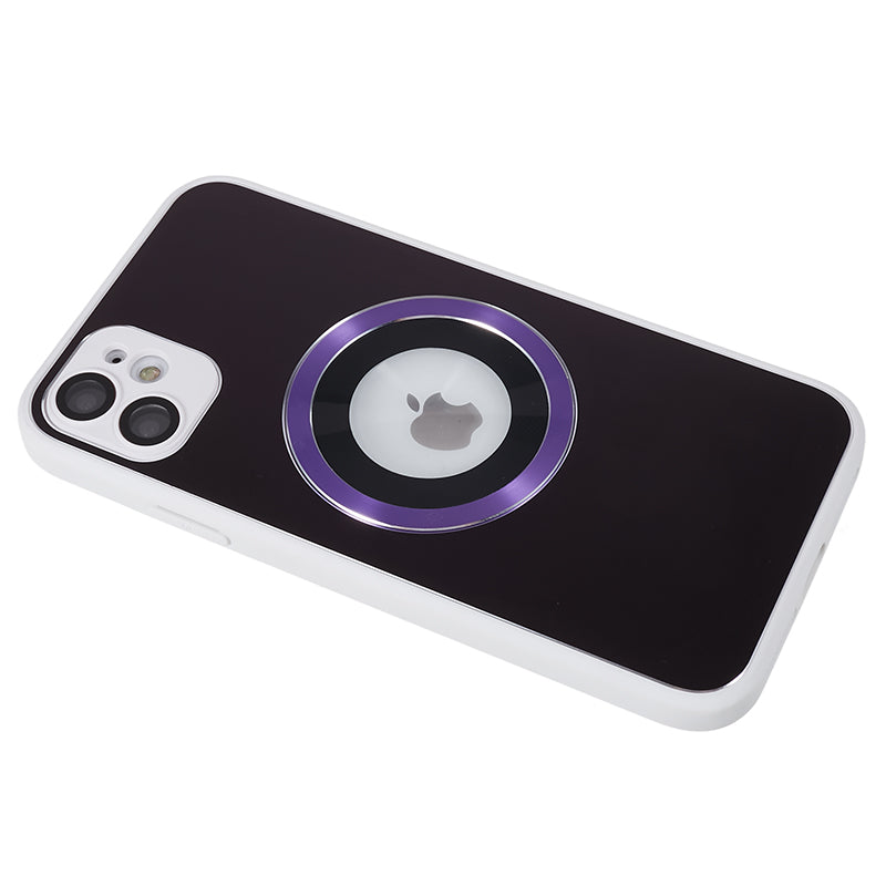 For iPhone 11 Magnetic Phone Case Logo View Aluminum Alloy Ring AG Matte TPU Back Cover