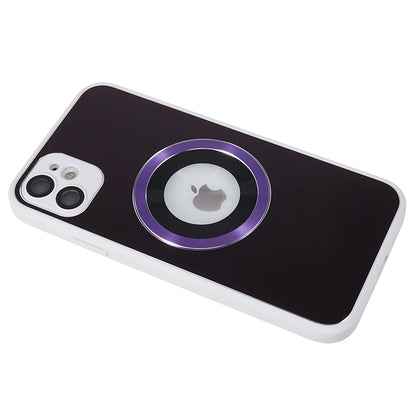 For iPhone 11 Magnetic Phone Case Logo View Aluminum Alloy Ring AG Matte TPU Back Cover