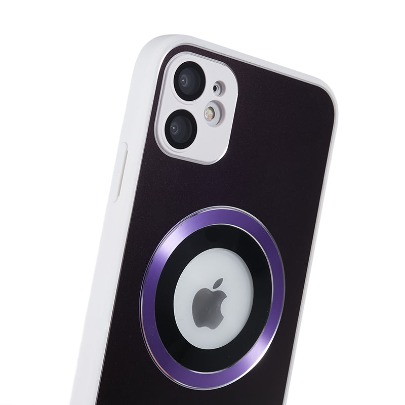 For iPhone 11 Magnetic Phone Case Logo View Aluminum Alloy Ring AG Matte TPU Back Cover