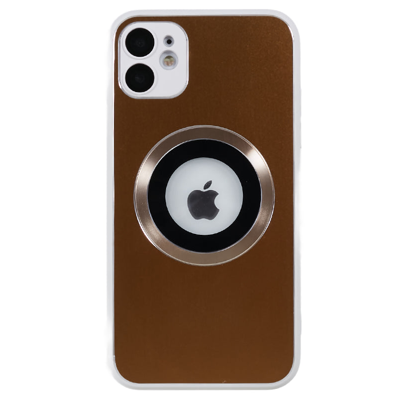 For iPhone 11 Magnetic Phone Case Logo View Aluminum Alloy Ring AG Matte TPU Back Cover