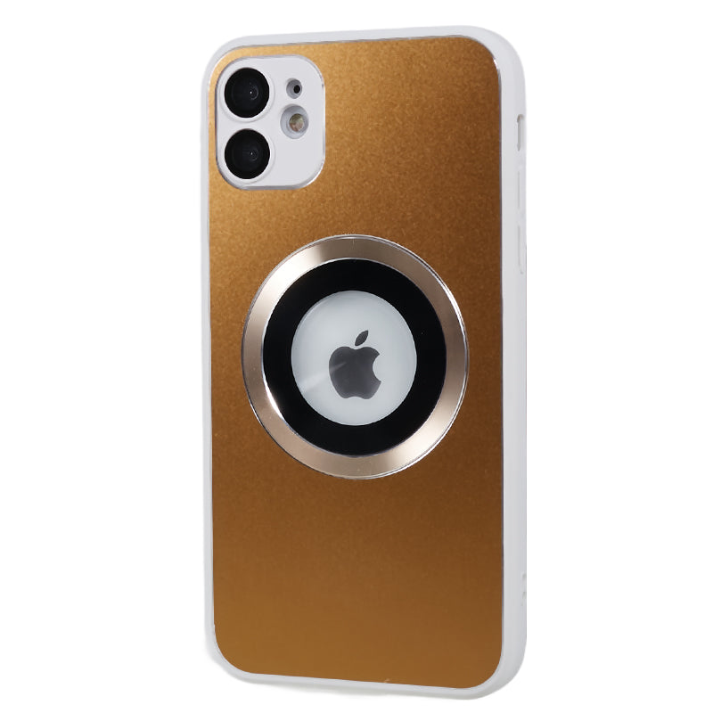 For iPhone 11 Magnetic Phone Case Logo View Aluminum Alloy Ring AG Matte TPU Back Cover