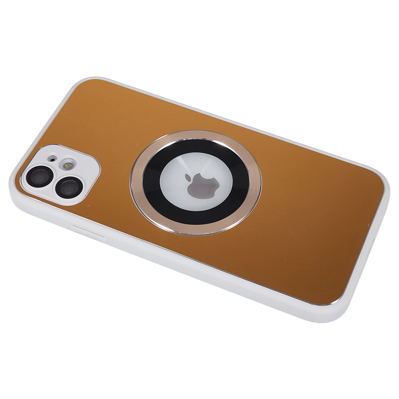 For iPhone 11 Magnetic Phone Case Logo View Aluminum Alloy Ring AG Matte TPU Back Cover