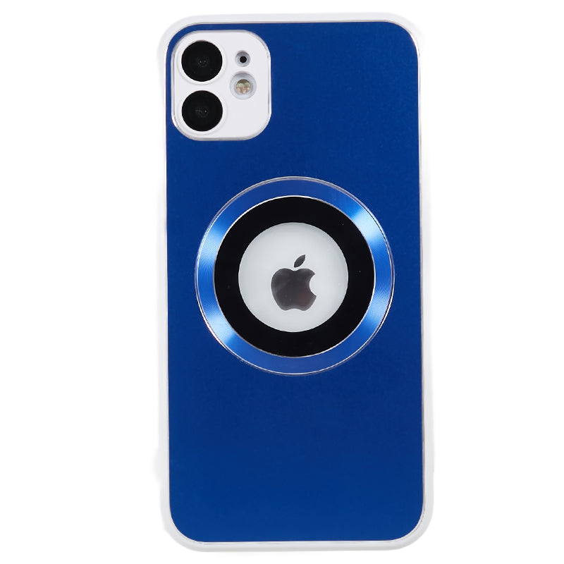 For iPhone 11 Magnetic Phone Case Logo View Aluminum Alloy Ring AG Matte TPU Back Cover