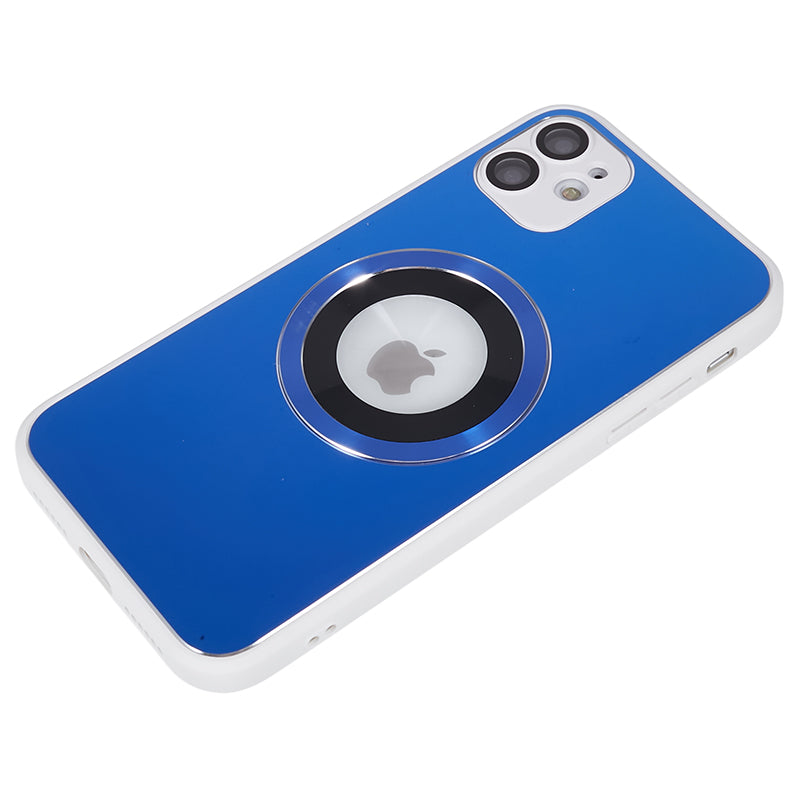 For iPhone 11 Magnetic Phone Case Logo View Aluminum Alloy Ring AG Matte TPU Back Cover