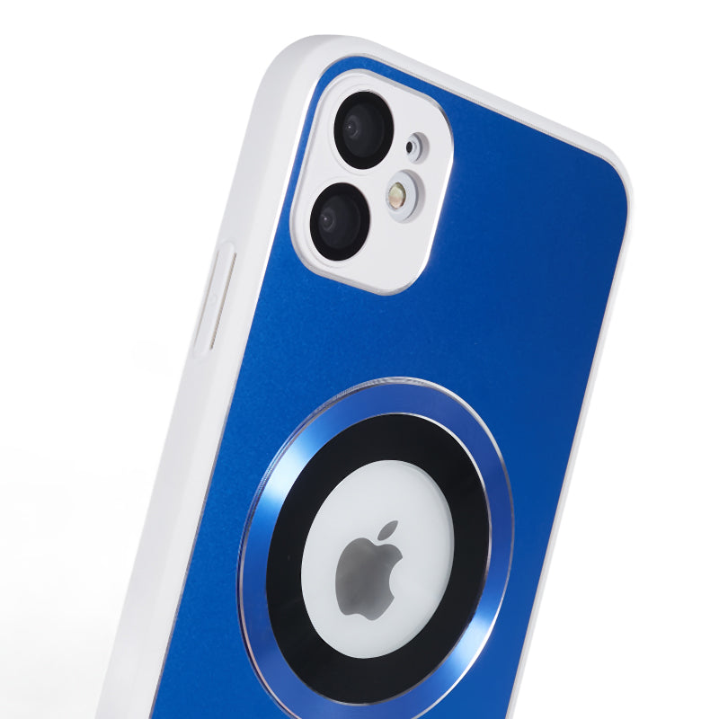 For iPhone 11 Magnetic Phone Case Logo View Aluminum Alloy Ring AG Matte TPU Back Cover