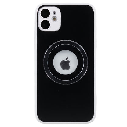 For iPhone 11 Magnetic Phone Case Logo View Aluminum Alloy Ring AG Matte TPU Back Cover