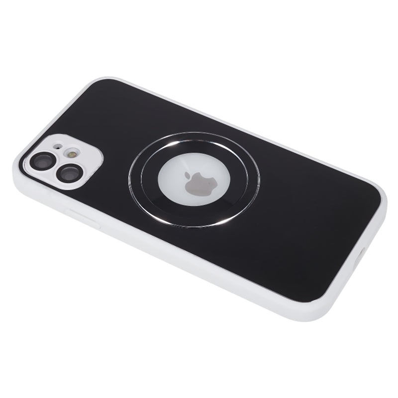 For iPhone 11 Magnetic Phone Case Logo View Aluminum Alloy Ring AG Matte TPU Back Cover