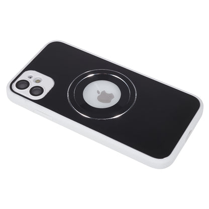 For iPhone 11 Magnetic Phone Case Logo View Aluminum Alloy Ring AG Matte TPU Back Cover