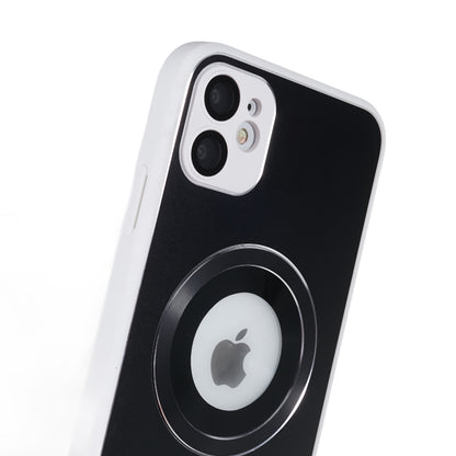 For iPhone 11 Magnetic Phone Case Logo View Aluminum Alloy Ring AG Matte TPU Back Cover