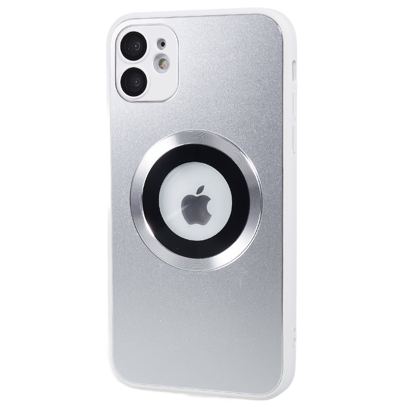 For iPhone 11 Magnetic Phone Case Logo View Aluminum Alloy Ring AG Matte TPU Back Cover