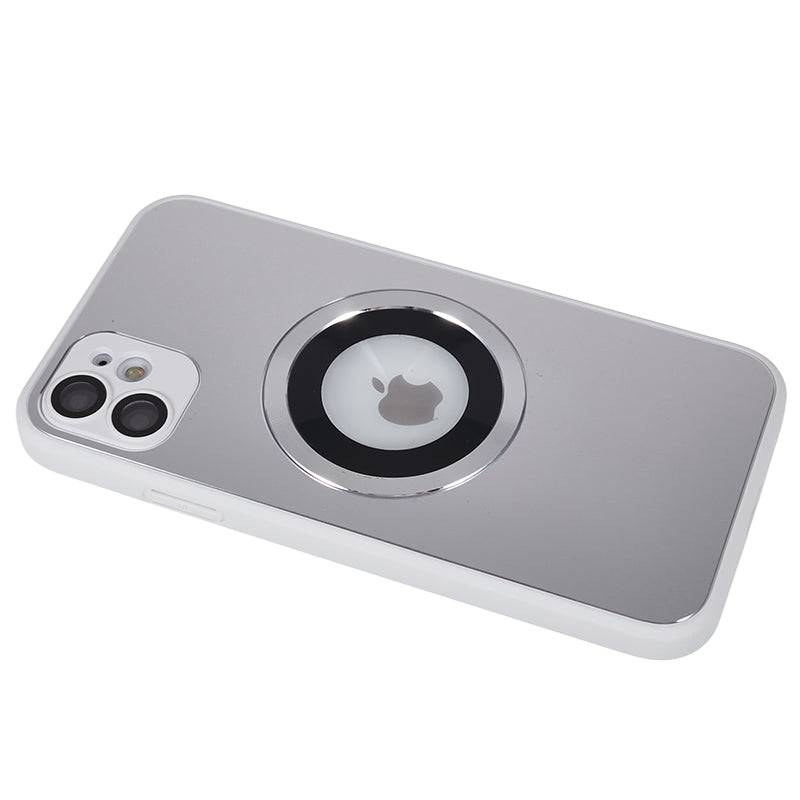 For iPhone 11 Magnetic Phone Case Logo View Aluminum Alloy Ring AG Matte TPU Back Cover