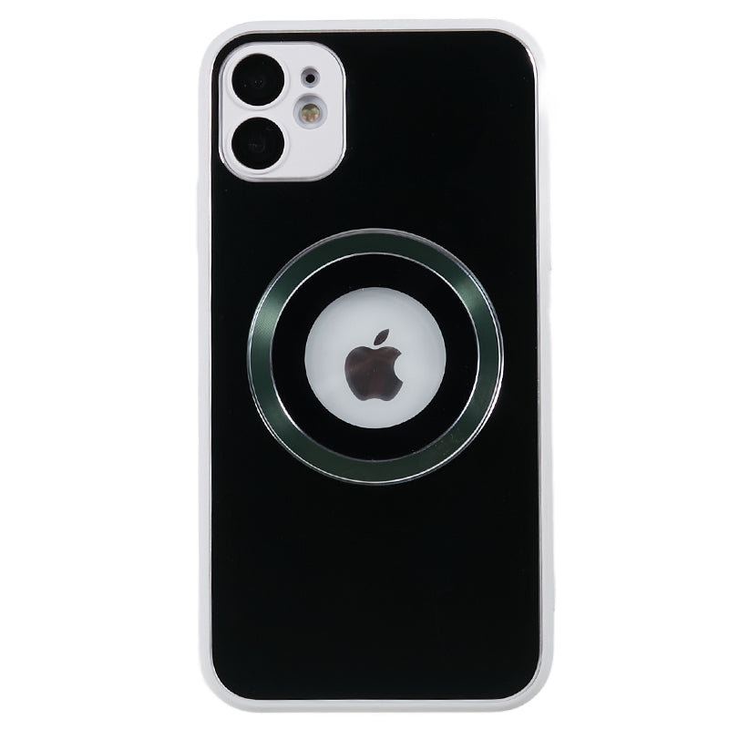 For iPhone 11 Magnetic Phone Case Logo View Aluminum Alloy Ring AG Matte TPU Back Cover