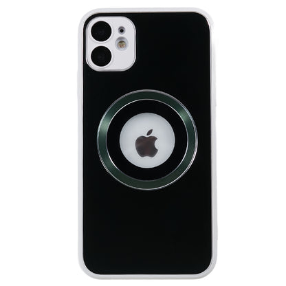 For iPhone 11 Magnetic Phone Case Logo View Aluminum Alloy Ring AG Matte TPU Back Cover