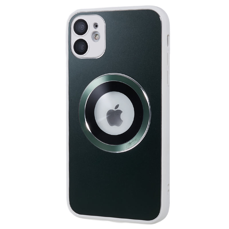 For iPhone 11 Magnetic Phone Case Logo View Aluminum Alloy Ring AG Matte TPU Back Cover