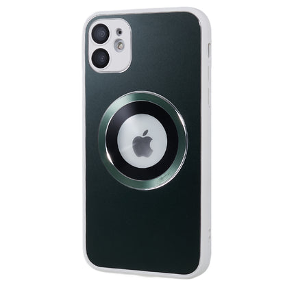 For iPhone 11 Magnetic Phone Case Logo View Aluminum Alloy Ring AG Matte TPU Back Cover