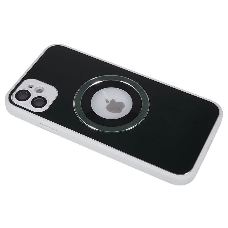For iPhone 11 Magnetic Phone Case Logo View Aluminum Alloy Ring AG Matte TPU Back Cover