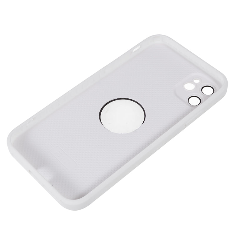 For iPhone 11 Magnetic Phone Case Logo View Aluminum Alloy Ring AG Matte TPU Back Cover
