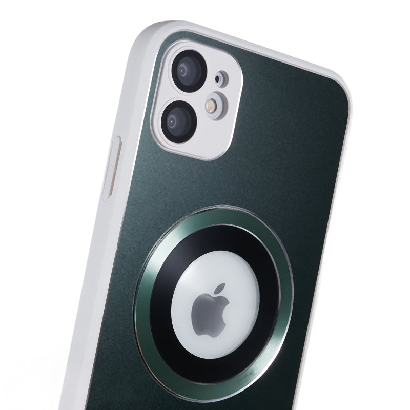 For iPhone 11 Magnetic Phone Case Logo View Aluminum Alloy Ring AG Matte TPU Back Cover