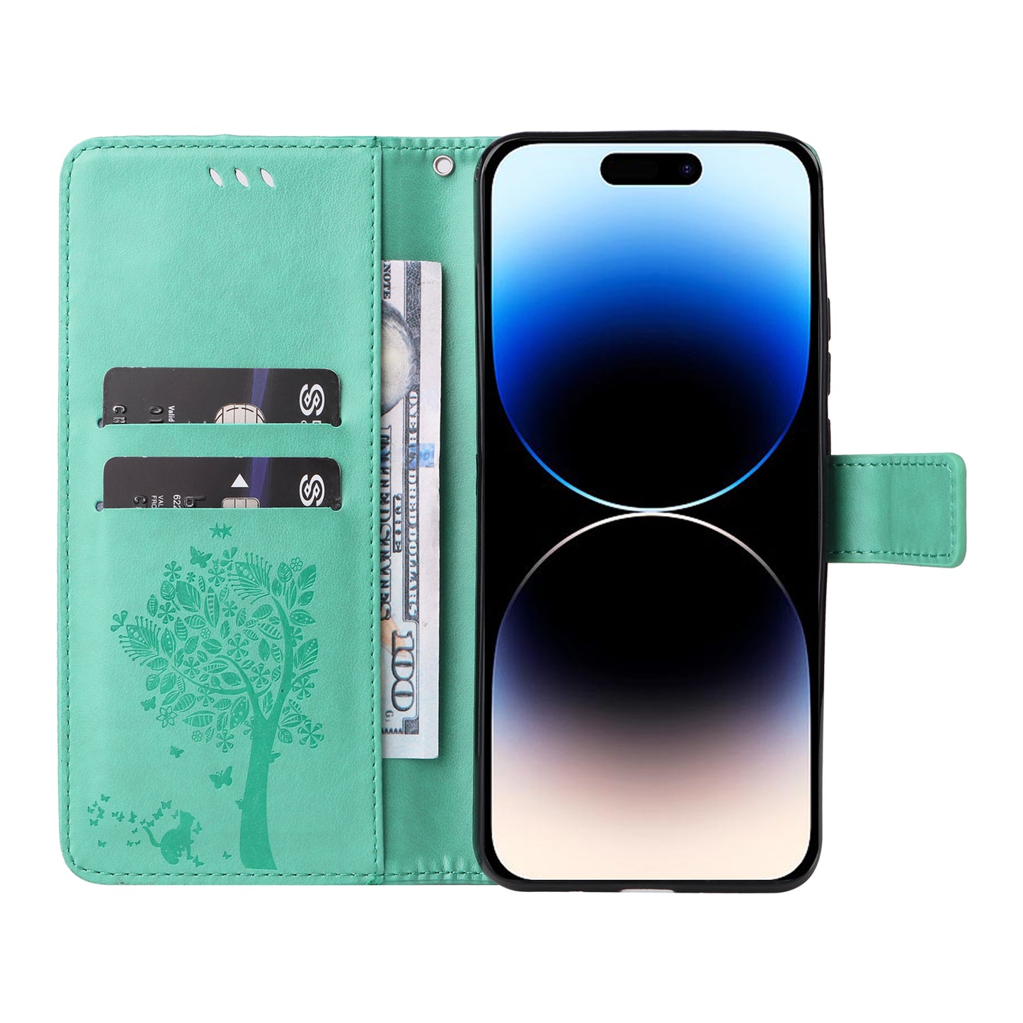 For iPhone 15 Pro KT Imprinting Flower Series-3 Flip Cover Stand Imprinted Wallet PU Leather Phone Case