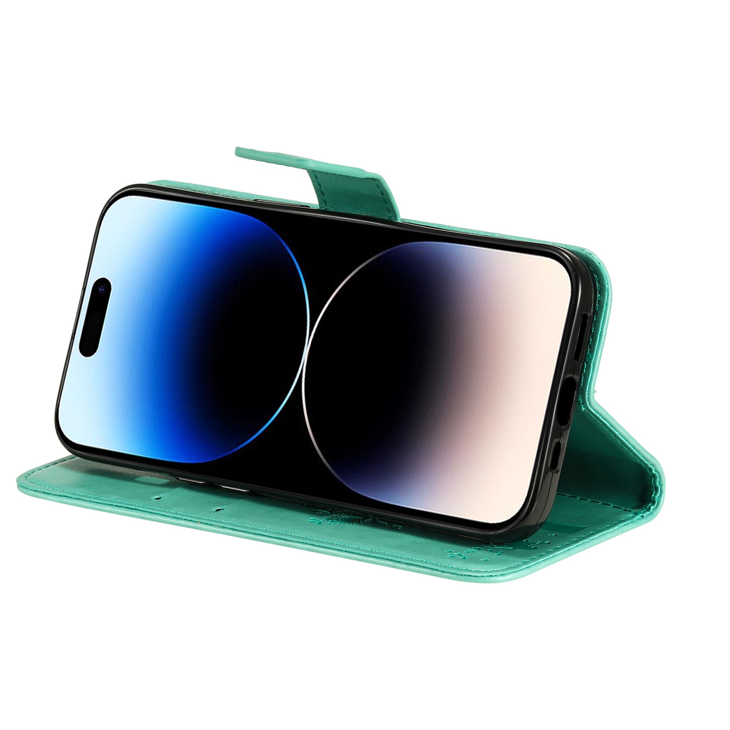 For iPhone 15 Pro KT Imprinting Flower Series-3 Flip Cover Stand Imprinted Wallet PU Leather Phone Case