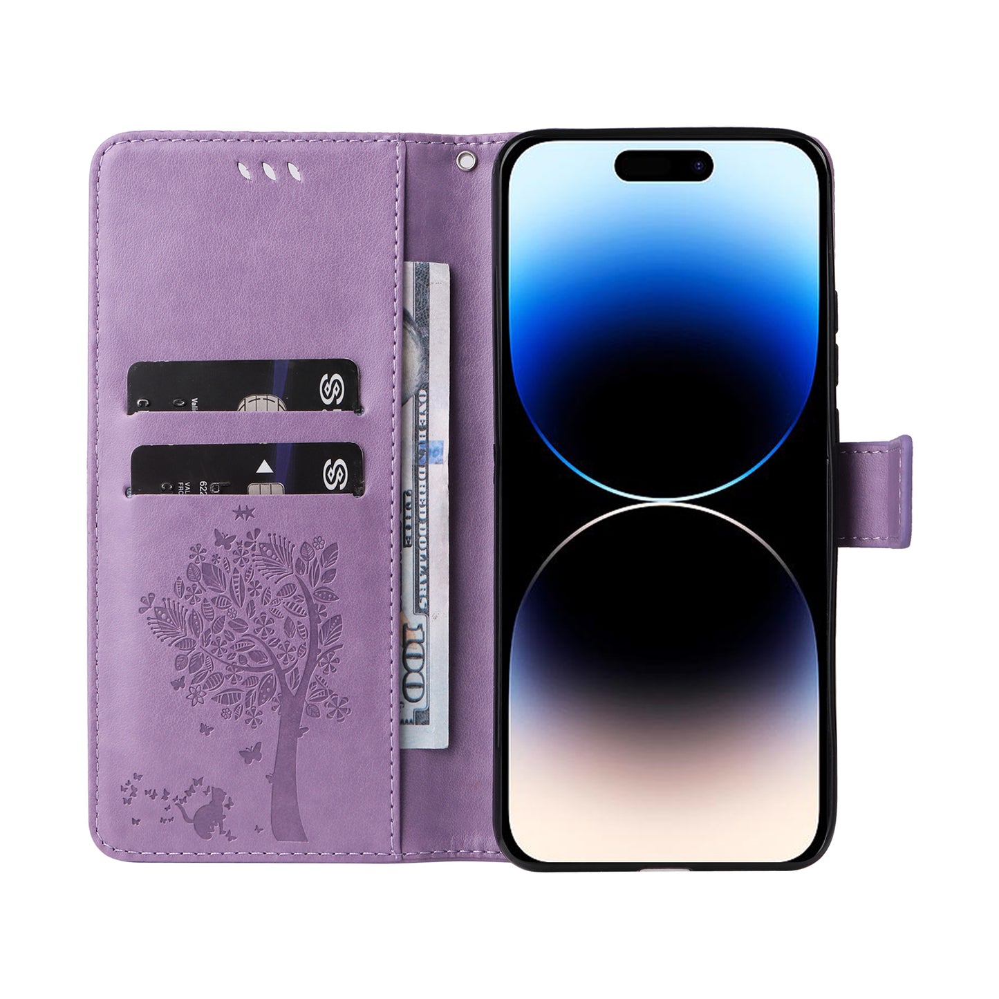 For iPhone 15 Pro KT Imprinting Flower Series-3 Flip Cover Stand Imprinted Wallet PU Leather Phone Case
