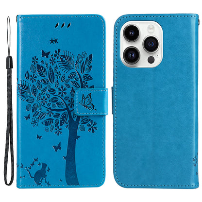For iPhone 15 Pro KT Imprinting Flower Series-3 Flip Cover Stand Imprinted Wallet PU Leather Phone Case