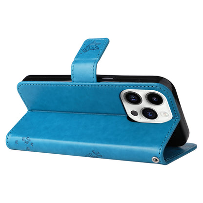 For iPhone 15 Pro KT Imprinting Flower Series-3 Flip Cover Stand Imprinted Wallet PU Leather Phone Case