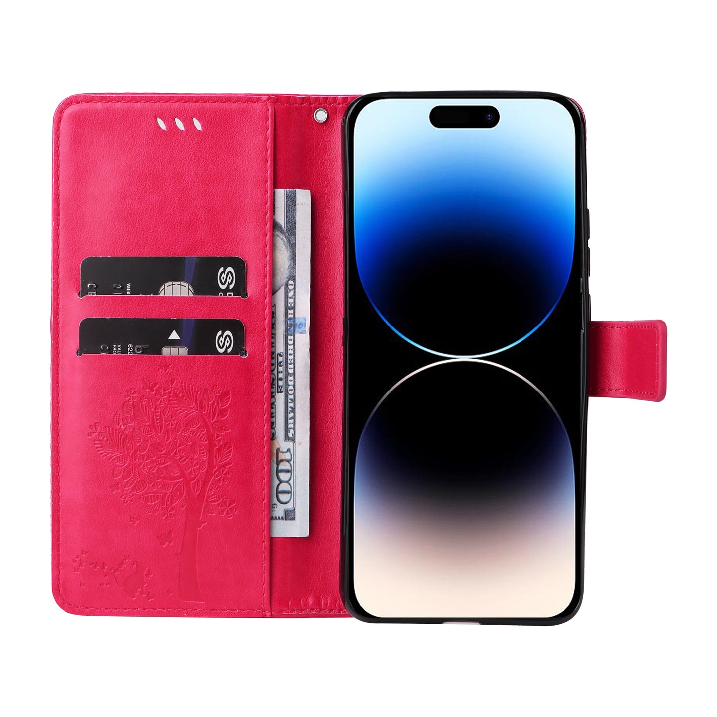 For iPhone 15 Pro KT Imprinting Flower Series-3 Flip Cover Stand Imprinted Wallet PU Leather Phone Case