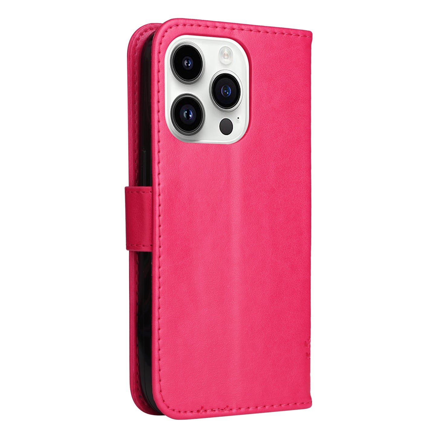 For iPhone 15 Pro KT Imprinting Flower Series-3 Flip Cover Stand Imprinted Wallet PU Leather Phone Case