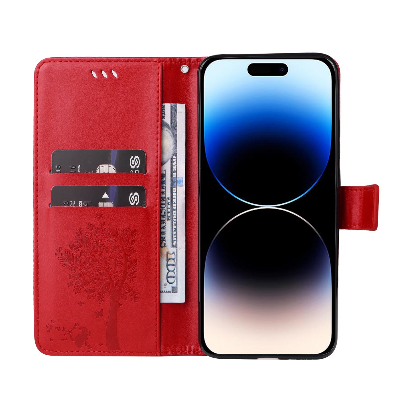 For iPhone 15 Pro KT Imprinting Flower Series-3 Flip Cover Stand Imprinted Wallet PU Leather Phone Case