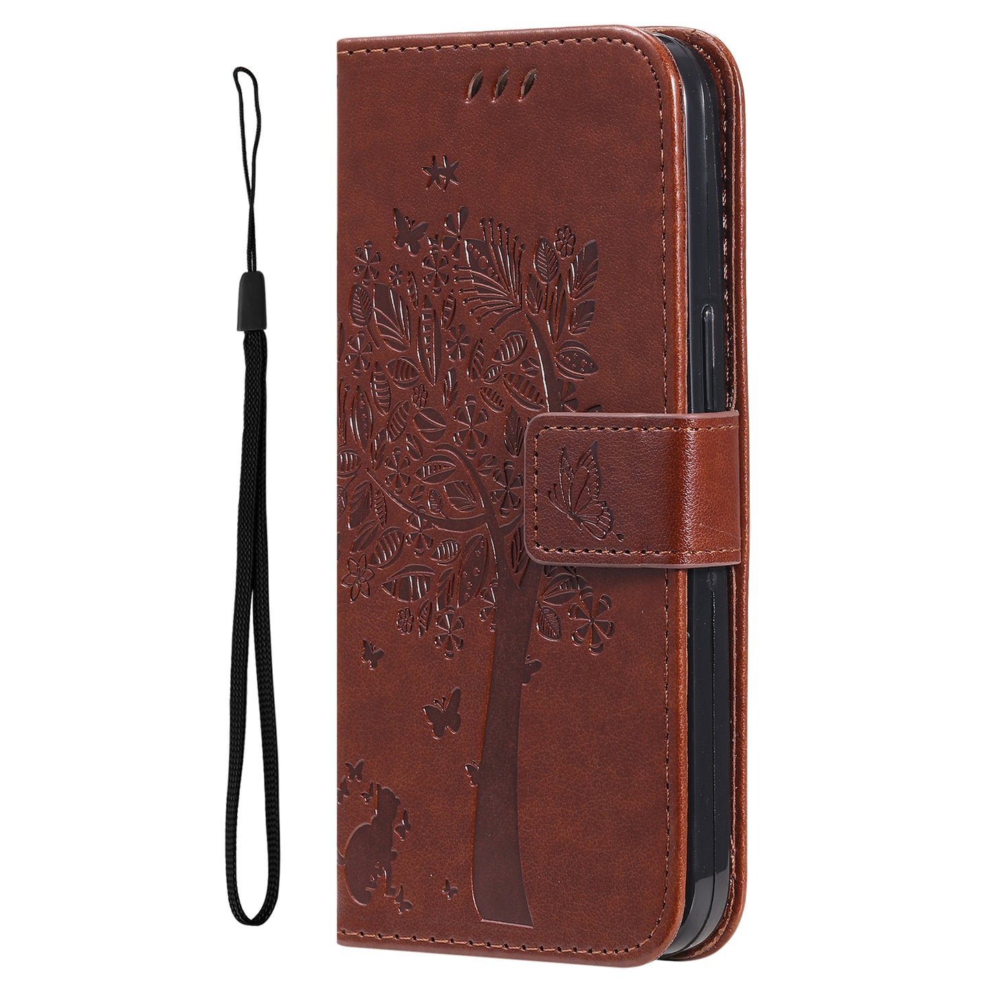 For iPhone 15 Pro KT Imprinting Flower Series-3 Flip Cover Stand Imprinted Wallet PU Leather Phone Case