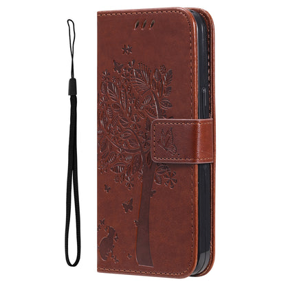 For iPhone 15 Pro KT Imprinting Flower Series-3 Flip Cover Stand Imprinted Wallet PU Leather Phone Case