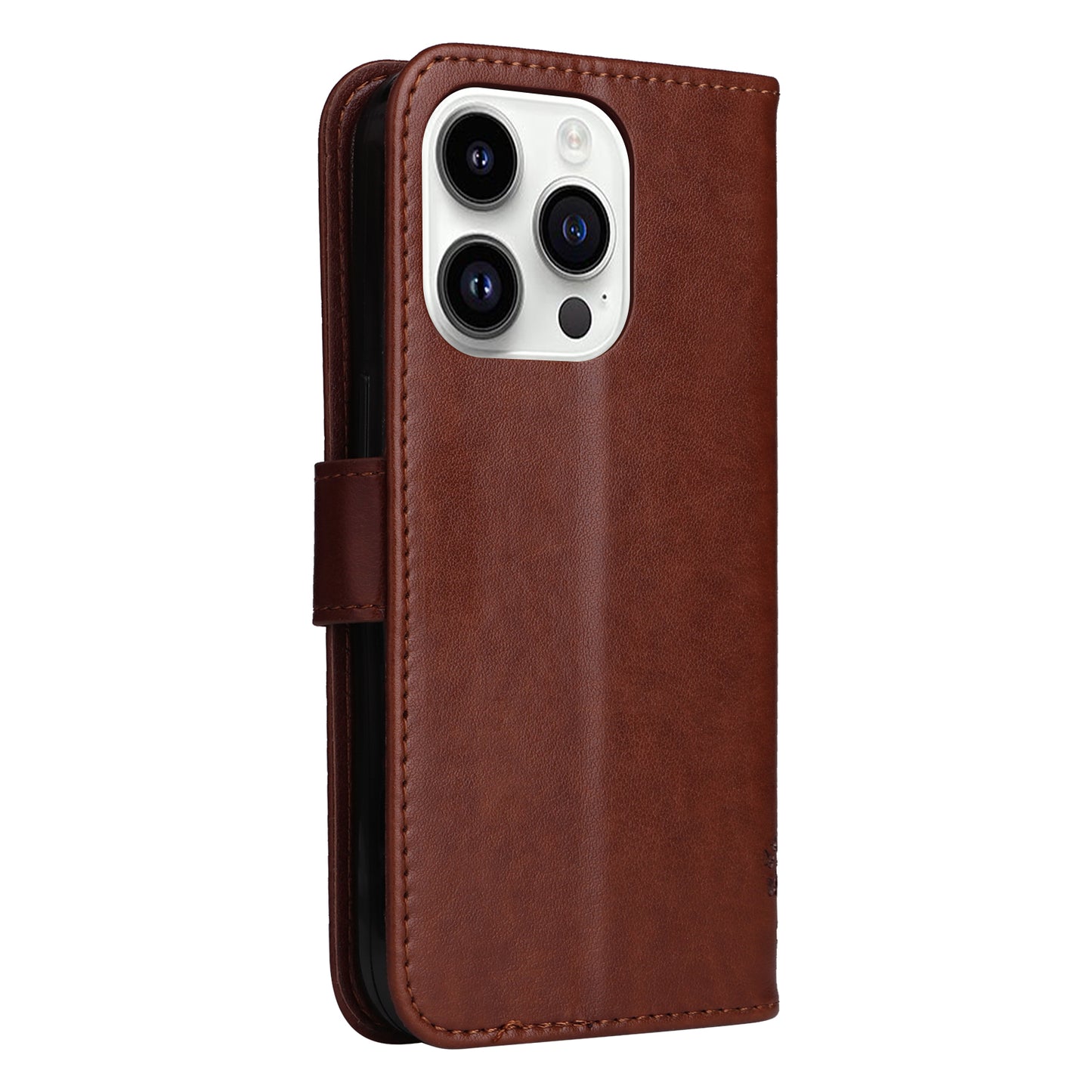 For iPhone 15 Pro KT Imprinting Flower Series-3 Flip Cover Stand Imprinted Wallet PU Leather Phone Case