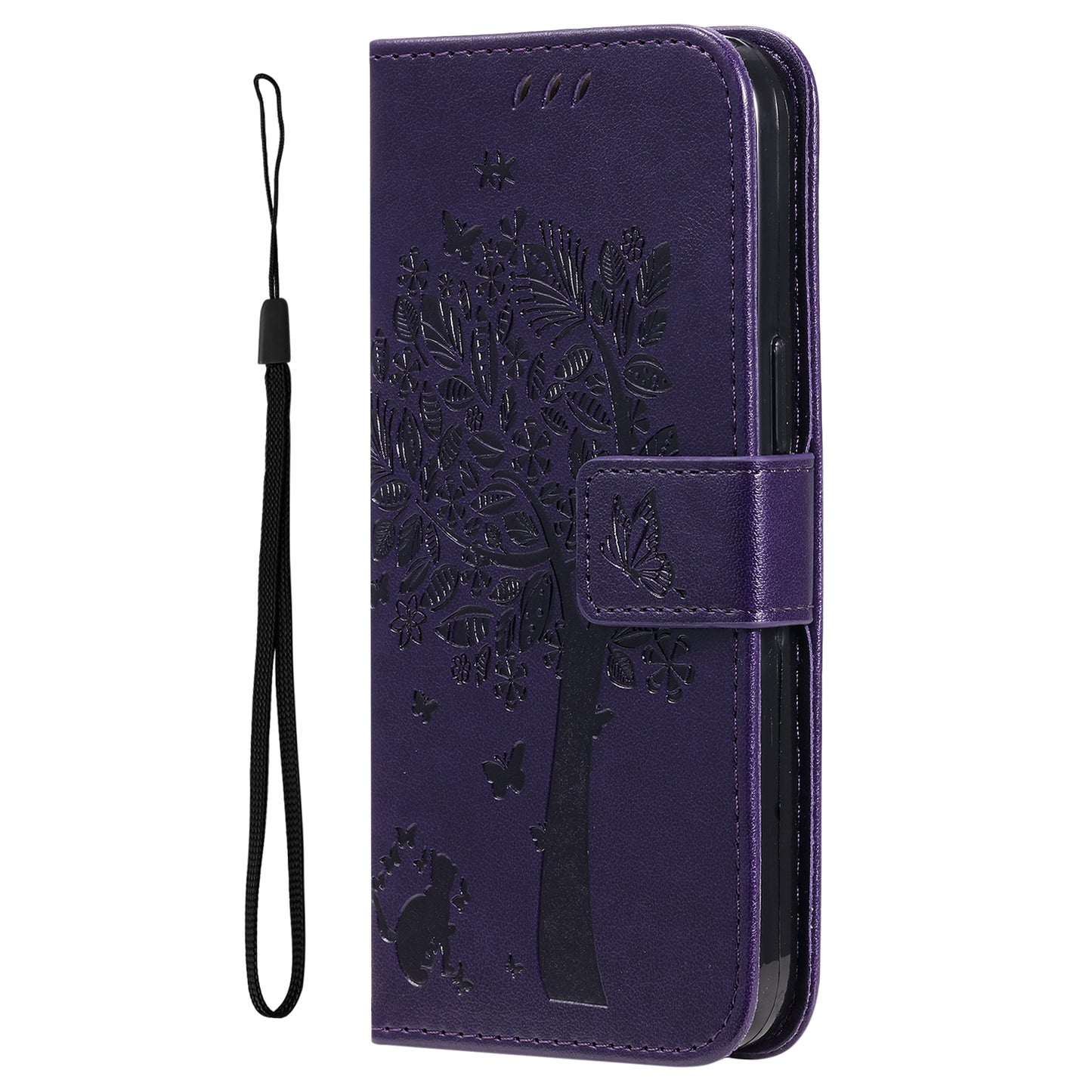 For iPhone 15 Pro KT Imprinting Flower Series-3 Flip Cover Stand Imprinted Wallet PU Leather Phone Case