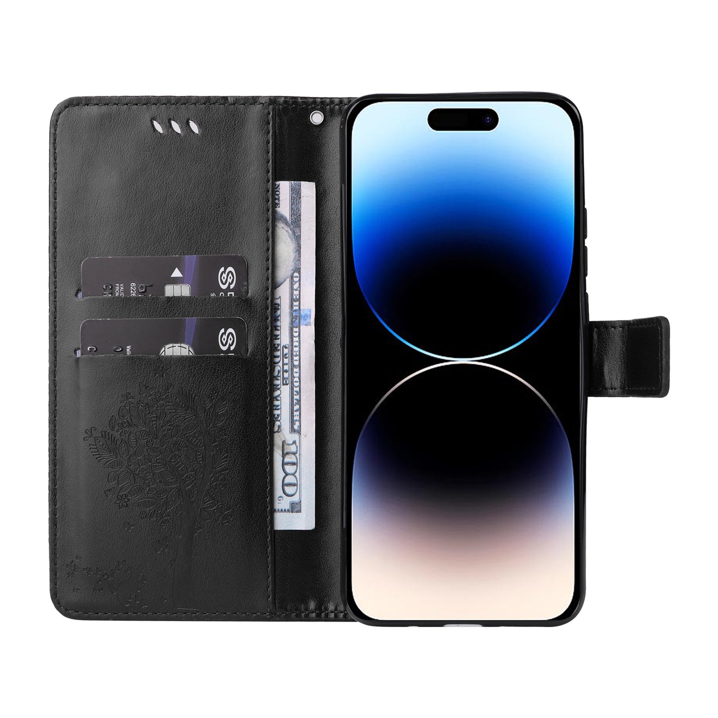 For iPhone 15 Pro KT Imprinting Flower Series-3 Flip Cover Stand Imprinted Wallet PU Leather Phone Case