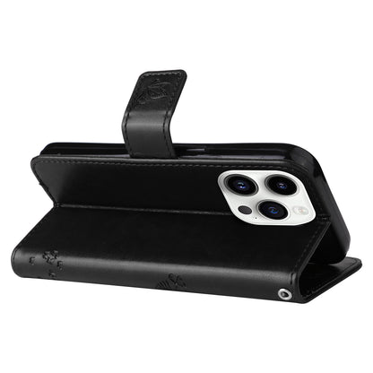 For iPhone 15 Pro KT Imprinting Flower Series-3 Flip Cover Stand Imprinted Wallet PU Leather Phone Case