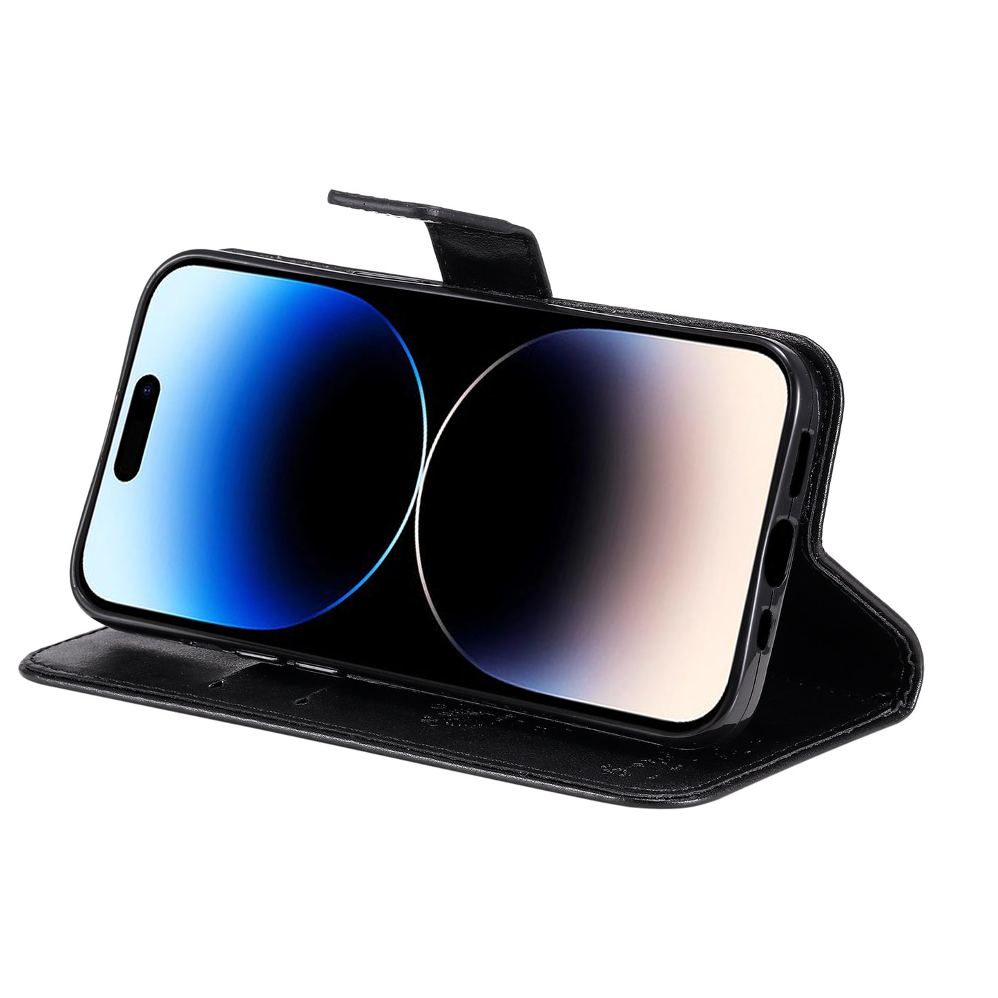 For iPhone 15 Pro KT Imprinting Flower Series-3 Flip Cover Stand Imprinted Wallet PU Leather Phone Case