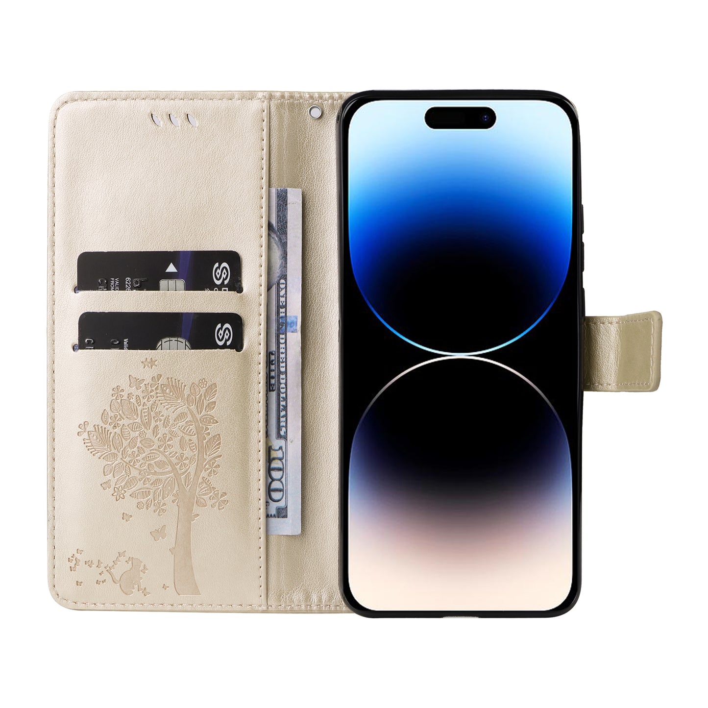 For iPhone 15 Pro KT Imprinting Flower Series-3 Flip Cover Stand Imprinted Wallet PU Leather Phone Case