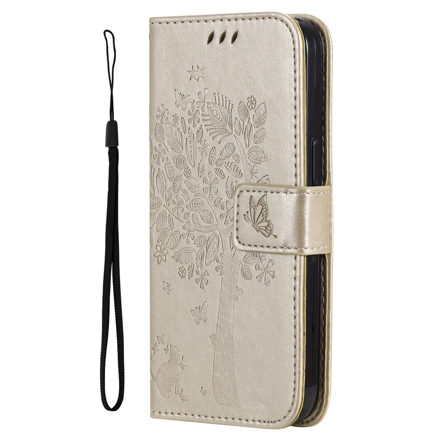 For iPhone 15 Pro KT Imprinting Flower Series-3 Flip Cover Stand Imprinted Wallet PU Leather Phone Case