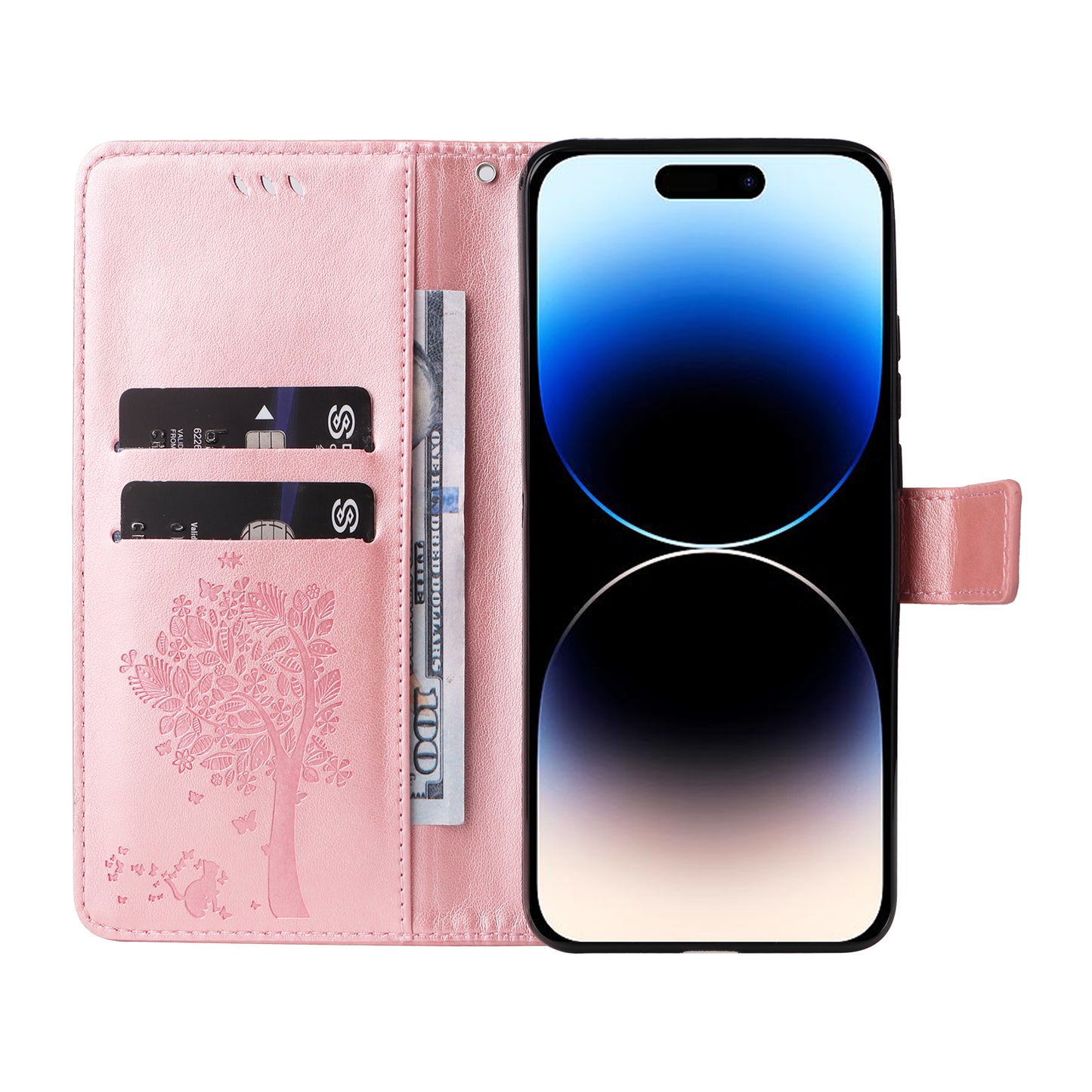 For iPhone 15 Pro KT Imprinting Flower Series-3 Flip Cover Stand Imprinted Wallet PU Leather Phone Case