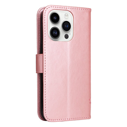 For iPhone 15 Pro KT Imprinting Flower Series-3 Flip Cover Stand Imprinted Wallet PU Leather Phone Case