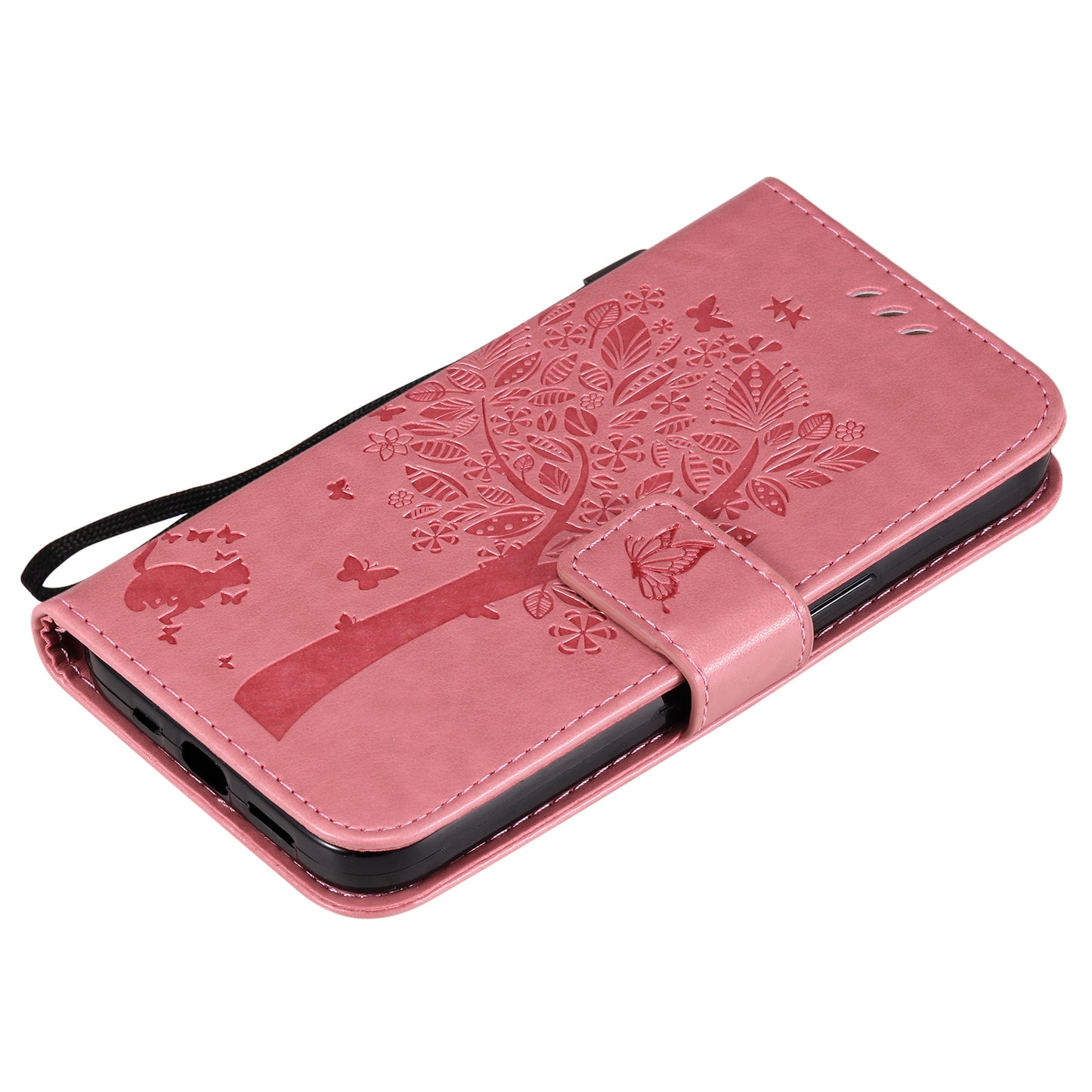 For iPhone 15 KT Imprinting Flower Series-3 PU Leather Phone Case Imprinted Wallet Flip Stand Cover