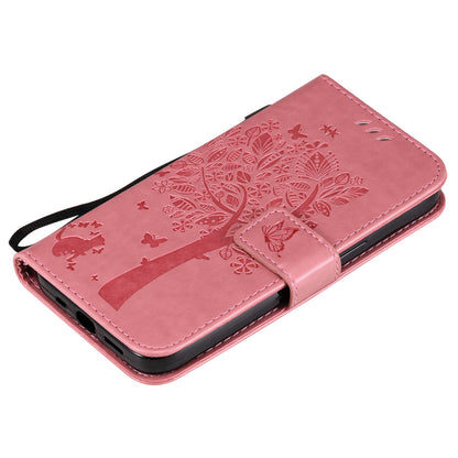 For iPhone 15 KT Imprinting Flower Series-3 PU Leather Phone Case Imprinted Wallet Flip Stand Cover