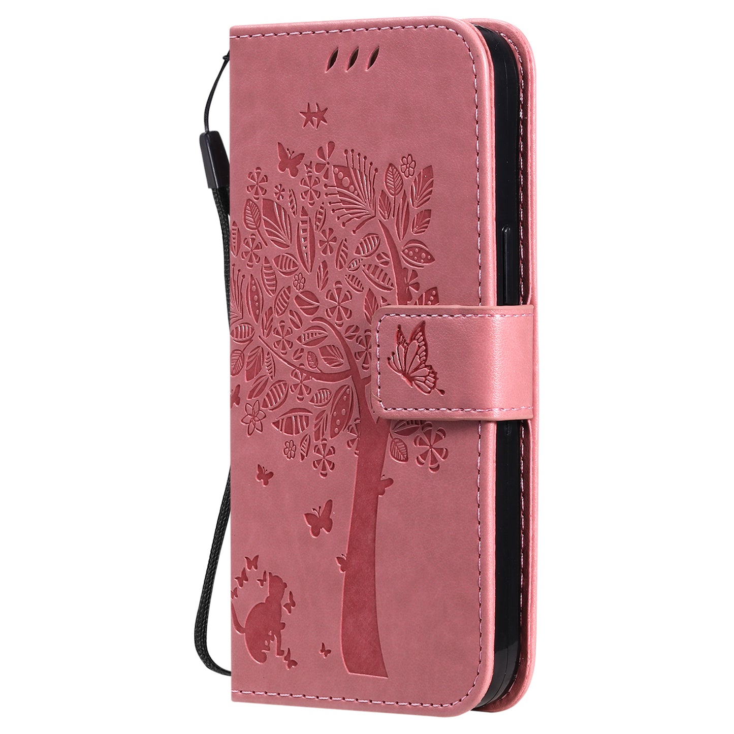 For iPhone 15 KT Imprinting Flower Series-3 PU Leather Phone Case Imprinted Wallet Flip Stand Cover