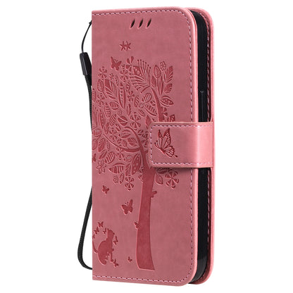 For iPhone 15 KT Imprinting Flower Series-3 PU Leather Phone Case Imprinted Wallet Flip Stand Cover