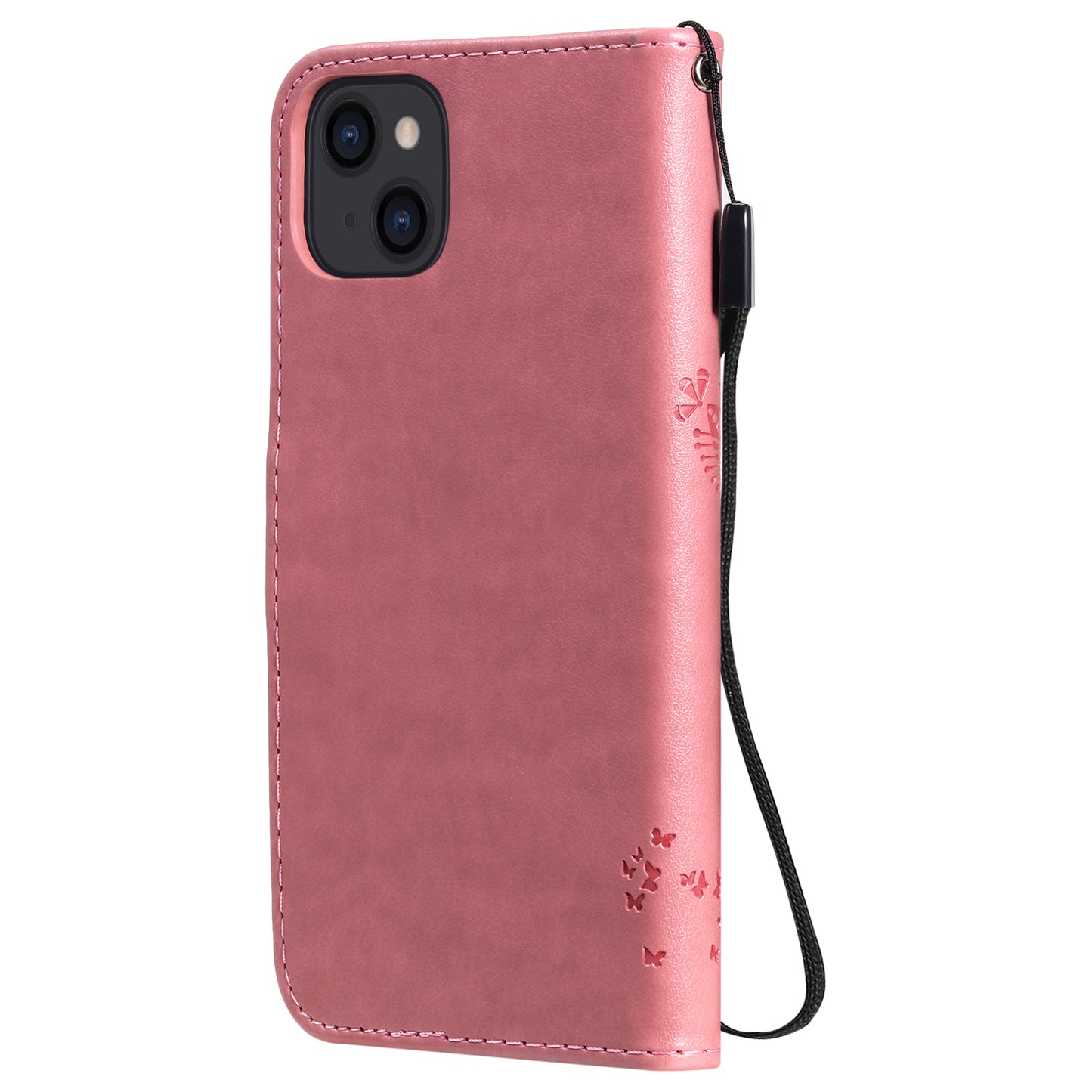 For iPhone 15 KT Imprinting Flower Series-3 PU Leather Phone Case Imprinted Wallet Flip Stand Cover