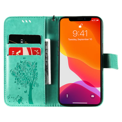 For iPhone 15 KT Imprinting Flower Series-3 PU Leather Phone Case Imprinted Wallet Flip Stand Cover